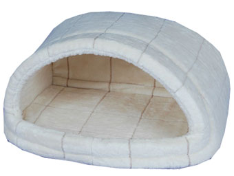 オーガニックコットン 犬 猫のベッド シール織りウィンドペン柄 モグリ系横長ドーム型 S appydog