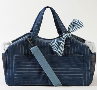 ̃L[obO CXhbO Tote Bag Indigo Stripes LouisDog