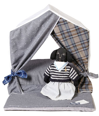 ̃xbh CXhbO Egyptian Cotton Peekaboo Beige&Blue Plaid Louisdog